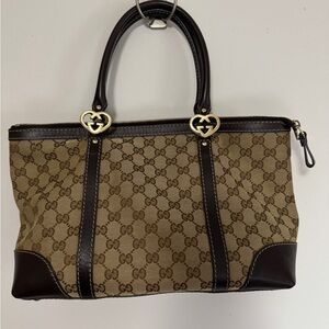 GUCCI GG Canvas Lovely Heart Tote Bag